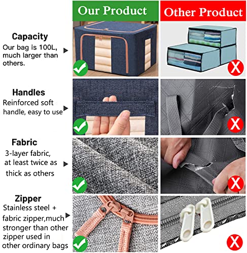 Extra Large Clothes Storage Bins with Metal Frame - Image 5