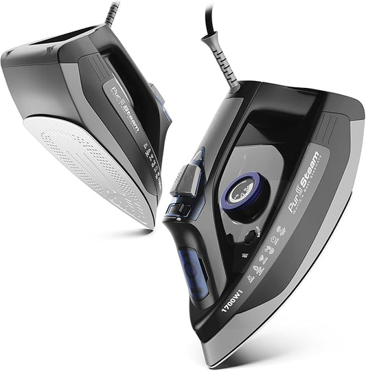 Pursteam Steam Iron for Clothes 1700W with Self-Cleaning Nonstick Stainless Steel Soleplate, Auto Shutoff, Anti-Drip