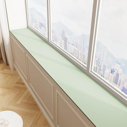 Window Sill Cushion Pad - Narrow Adjustable & Waterproof Window Seat Mat for Bay Windows, Absorbent Dust-Proof Liner with Non-Slip Backing,Cut-to-Fit (Green, 39''x4'')