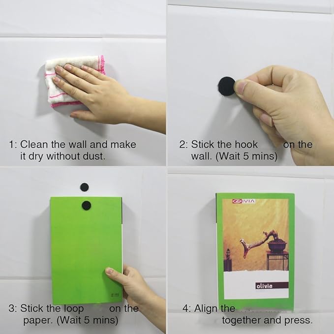 Self Adhesive Dots, Strong Adhesive 400pcs(200 Pairs) 0.59 inch Diameter Sticky Back Hook Nylon,Loop Strips with Waterproof Sticky Glue Tapes for Classroom, Office, Home(Black)