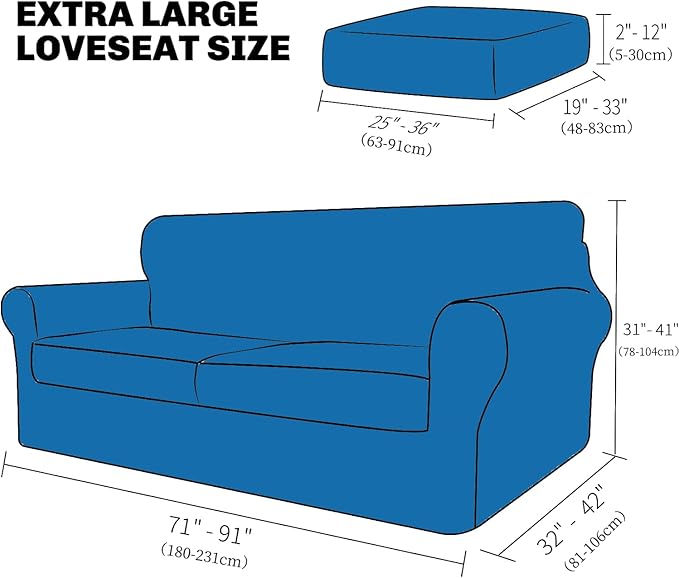 XINEAGE 2025 New 3 Pieces Couch Covers for 2 Extra Large Cushion Sofa Super Stretch Sofa Cover for 2 Large Seat Universal Loveseat Slip Cover for Living Room (Wine Red), 71"-91"(2 Cushions)