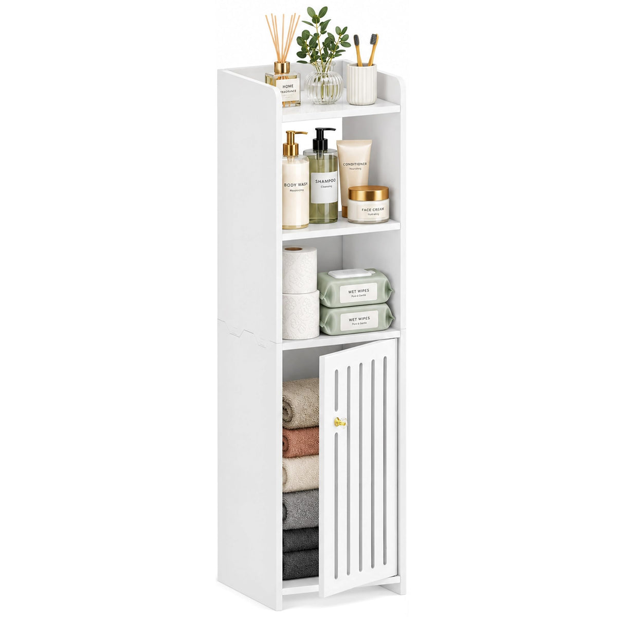 4-Tier Narrow Bathroom Cabinet, 7.9" W X 31.5" H - Image 1