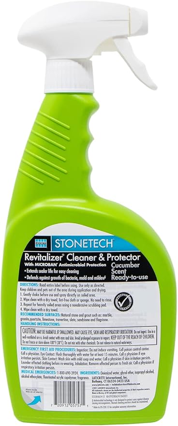 StoneTech Revitalizer Cleaner & Protector, Cucumber Scent, Ready-to-use, 24OZ (709ML) Spray Bottle