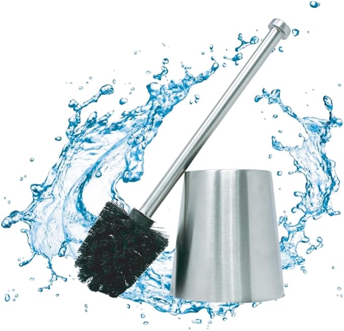 Toilet Brush and Holder, 304 Stainless Steel, Fingerprint-Proof, Rust Resistant, Toilet Bowl Brush for Bathroom Toilet - Ergonomic, Pratical Durable - 1 Pack