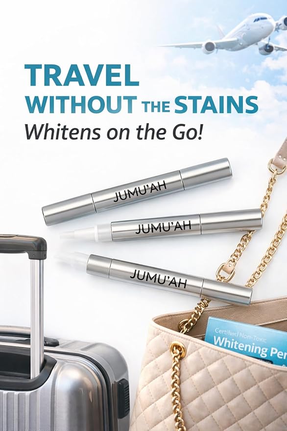 Jumu’ah Teeth Whitening Pens, Certified Non-Toxic, Enamel Safe - NO Sensitivity - Oral Care Teeth Whitener Pen, Vegan & Gentle on Teeth Professional Stain Removal (Pack of 3)