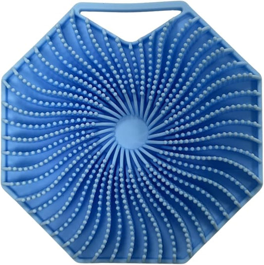 NORTHVIBE Silicone Body Scrubber for Shower, Soft Micro-Bristle Exfoliating Bath Brush, Loofah Alternative, Hand Loop Strap Grip, Quick-Dry Easy-Rinse Platinum-Cured Silicone, Sensitive Skin (Blue)