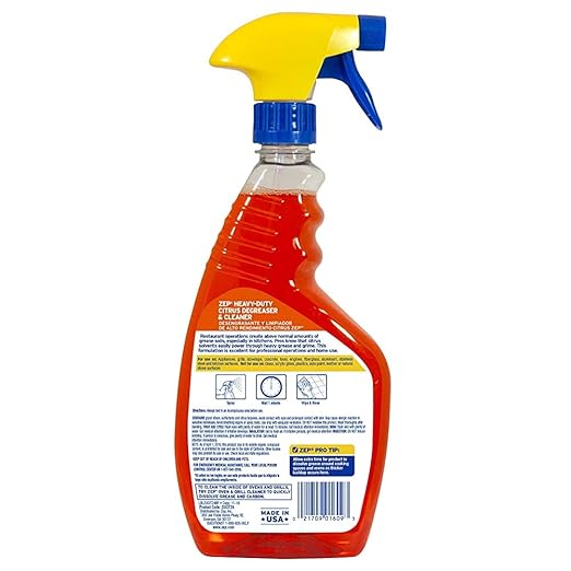 Zep Heavy-Duty Citrus Degreaser and Cleaner - 24 oz (Case of 2) ECZUCIT242 - Restaurant Grade, Removes Oil, Grease, Adhesive, and Kitchen Soil on Stovetops, Appliances