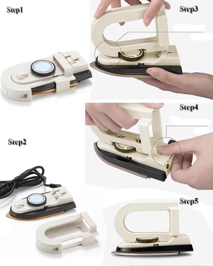 Dual Voltage Travel Iron (100-120V/220-240V) - 3-Temp Steamless Mini Dry Iron for Clothes, Non-Stick 356°F Soleplate with Foldable Handle, 0.8lb Ultra-Lightweight (White)