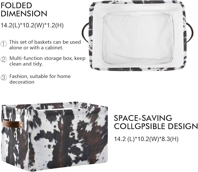 Cow Rectangular Storage Basket Organizer Bin Shelf Baskets For Clothes Gifts For Home Office Dorm