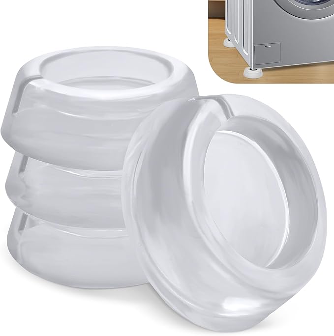 Anti Vibration Pads for Washing Machine and Dryer, Transparent PU Washer Vibration Pads with Anti-Vibration Feet, Rubber Vibration Pad Washing Machine Pads for Noise Reduction