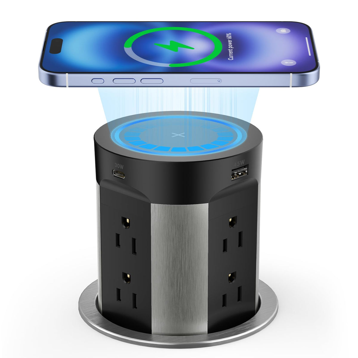 Kungfuking Pop Up Outlet for Countertop Kitchen, 15W Wireless - Image 1