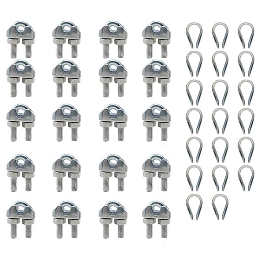 1/16” M2 Stainless Steel Wire Rope Cable Clip Clamp with M2 Stainless Steel Thimble Suitable for 1/16” Wire Rope, Pack of 20