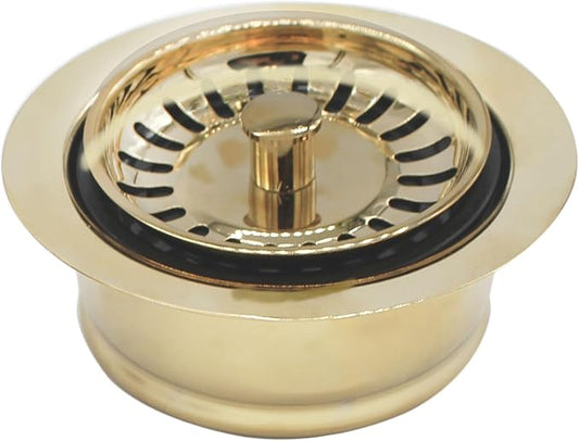 Westbrass A2089SEV-01 3-1/2" Kitchen Sink Waste Disposal Drain Flange and Basket Strainer, Polished Brass