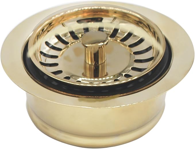 Westbrass A2089SEV-01 3-1/2" Kitchen Sink Waste Disposal Drain Flange and Basket Strainer, Polished Brass