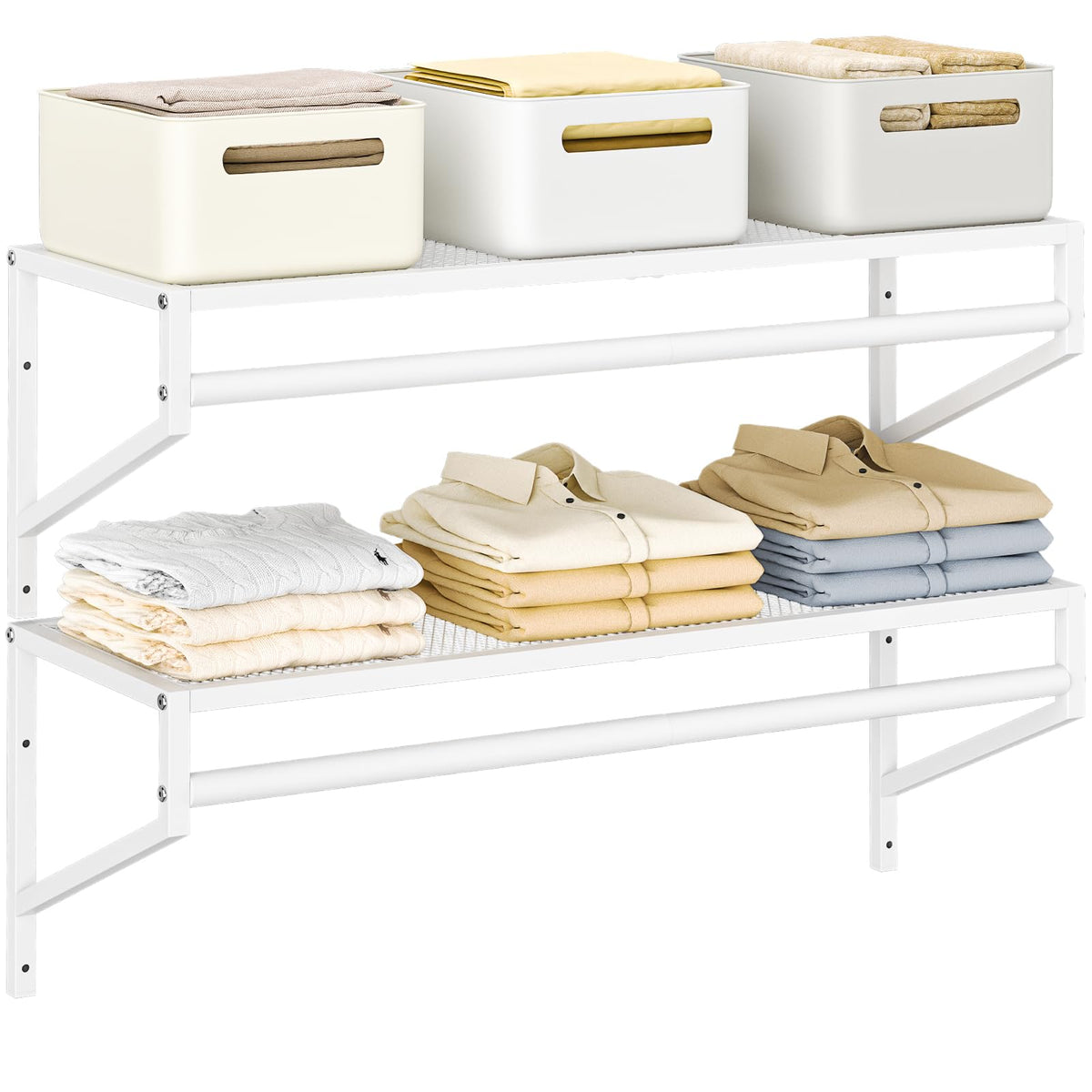 ThreeHio 2 Pack Closet Shelves Wall Mounted, 2.7 ft x - Image 1