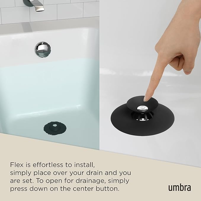 Umbra Flex Drain Stop/Hair Catcher, Black