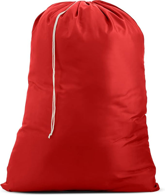 Nylon XL Laundry Bag - Locking Drawstring Closure and Machine Washable. These Bags will Fit a Laundry Basket or Hamper and Strong Enough to Carry up to Three Loads of Clothes (Red)