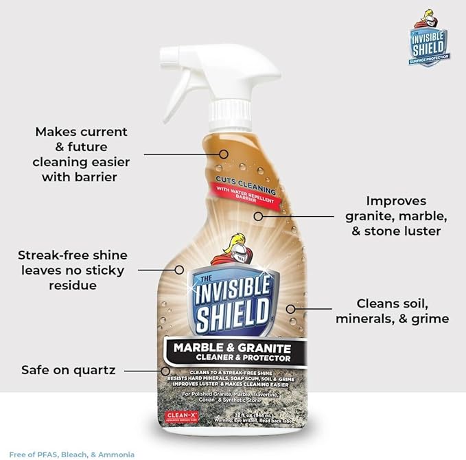 Invisible Shield® Marble & Granite Cleaner & Protectant with Hydrogen Peroxide - 32 oz- 3 Pack by Clean-X