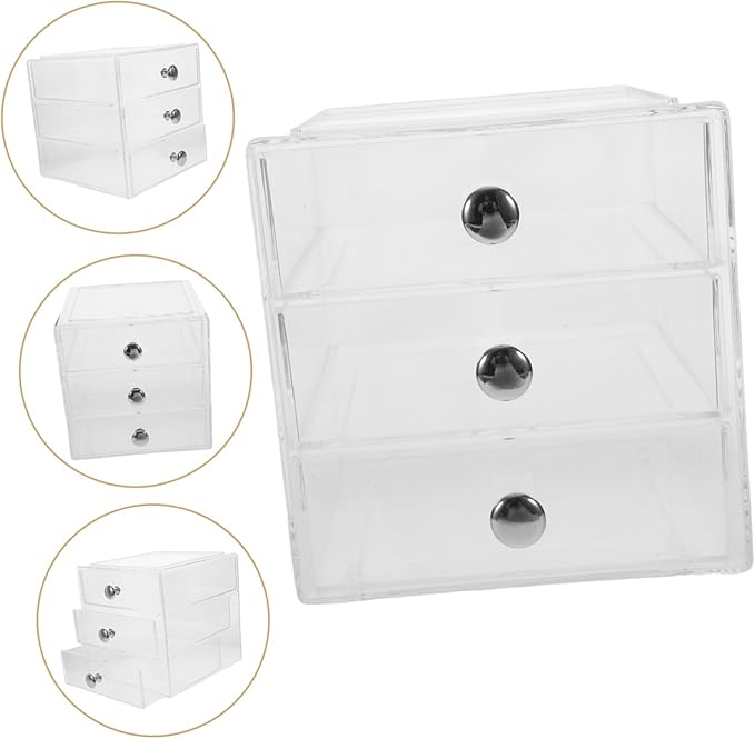 Transparent Multi Functional Drawer Organizer Storage Box for Jewelry Hair Accessories Skincare Stackable Design for Home Office Organization