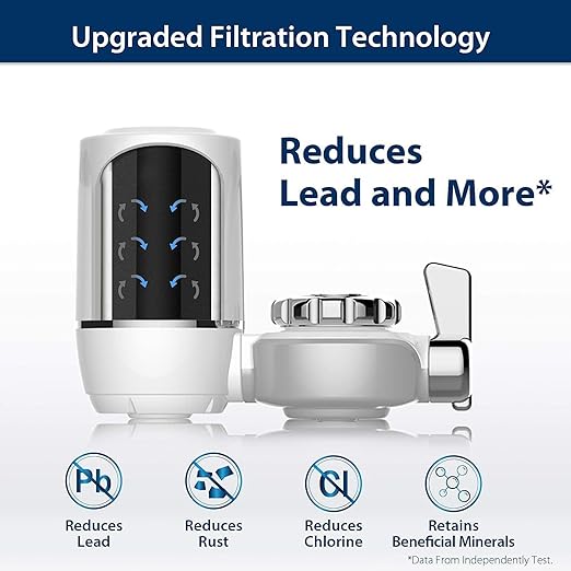 Waterdrop Sink Filter Water Faucet for Skin Care, Bathroom Faucet Filter with Ultra-Filtration Filter（1 Pack）& 3 Pack Carbon Fiber Filter