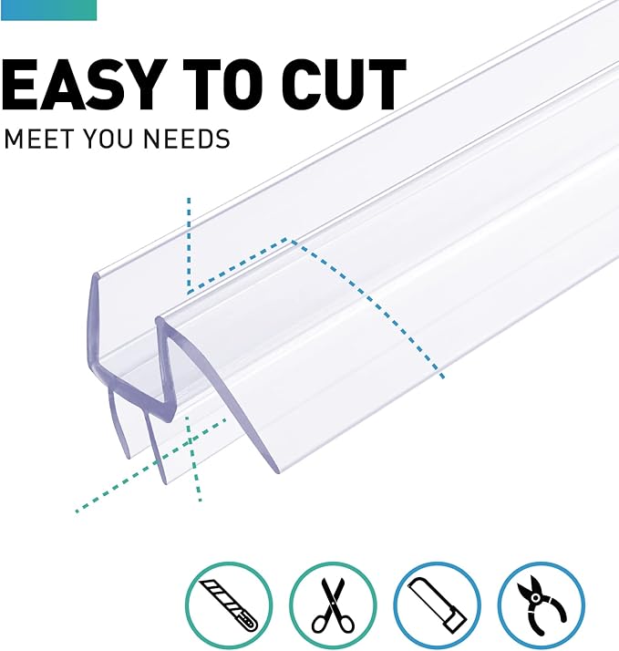 Shower Door Bottom Seal, 2 PCS 1/2"" x 36"" Shower Door Sweep for 1/2 Inch Glass, Frameless Glass Shower Door Seal Strip - Stop Shower Leaks and Create a Water Barrier, Clear