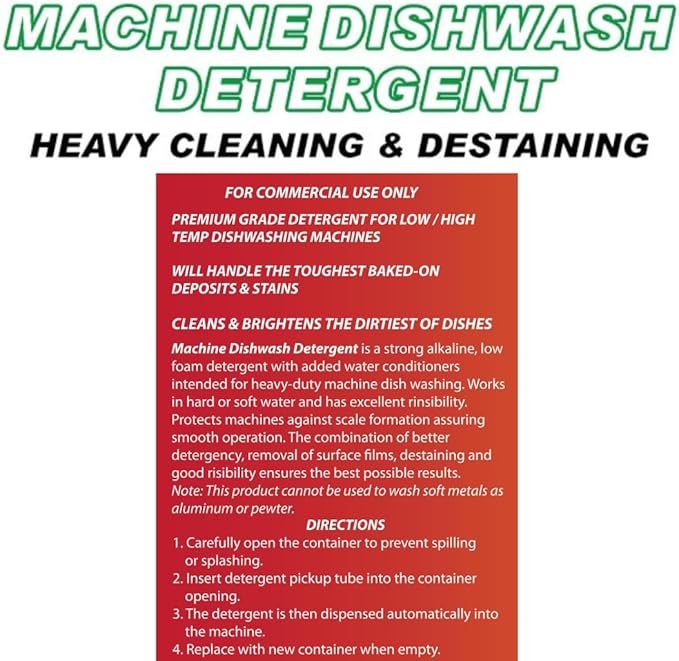 Quality Chemical Heavy Duty Liquid Alkaline Commercial Dishwasher Detergent - Industrial-Grade Formula Dissolves Food Stains, Grease, Grime and Residue - No Pre-Rinse Needed - Ready-to-Use 128oz