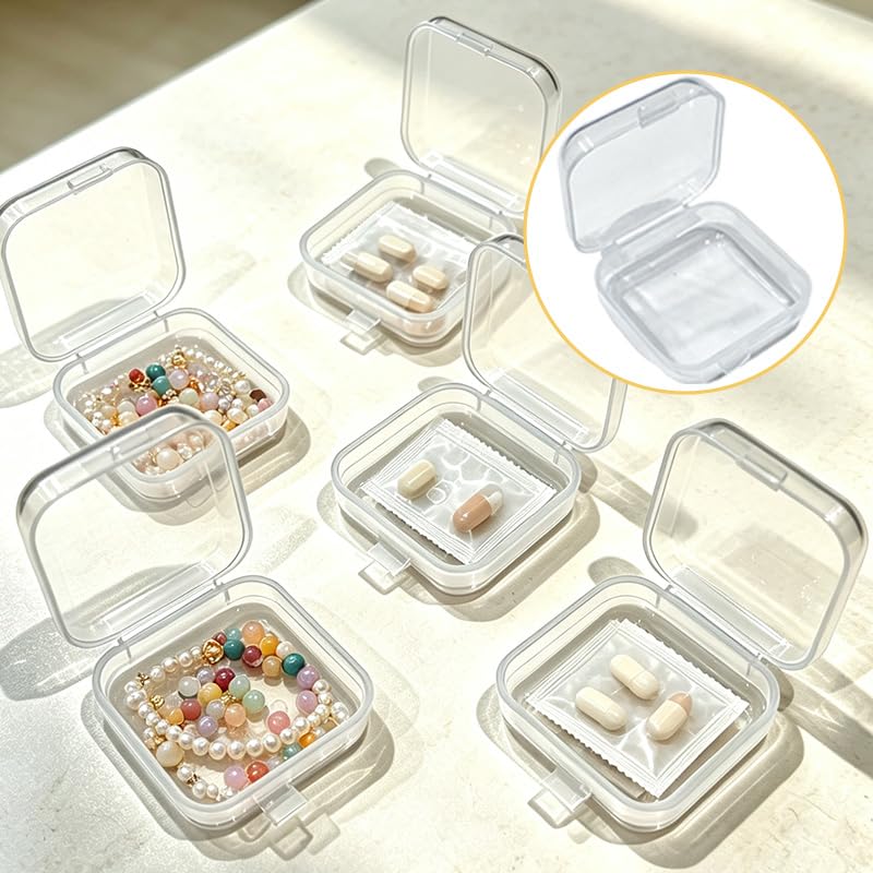 6Pcs Clear Plastic Ear Plug Cases, Small Square Mini Jewelry - Image 5