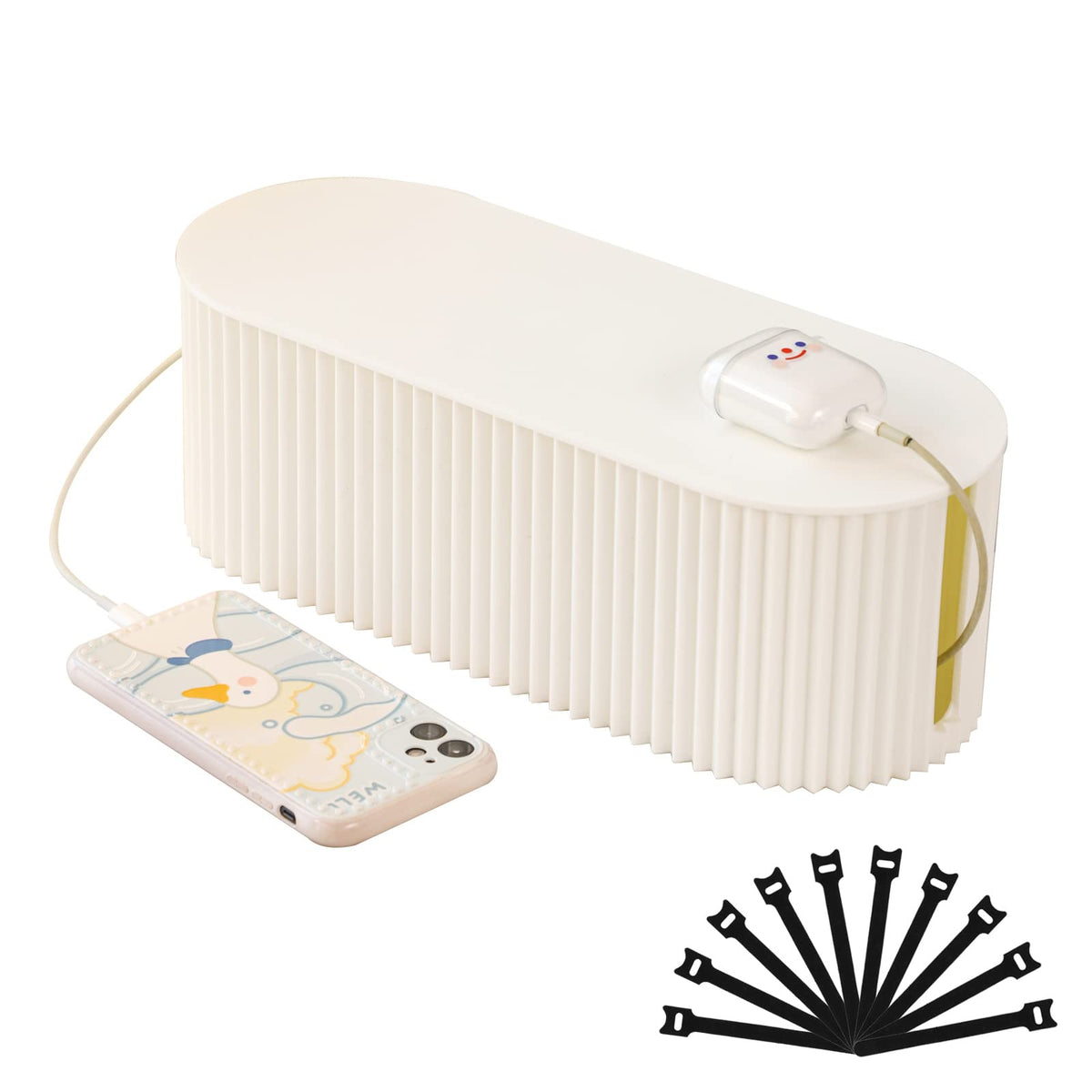 FABROK Cable Management Box, Plastic Cord Hider Box, Small, White - Image 1