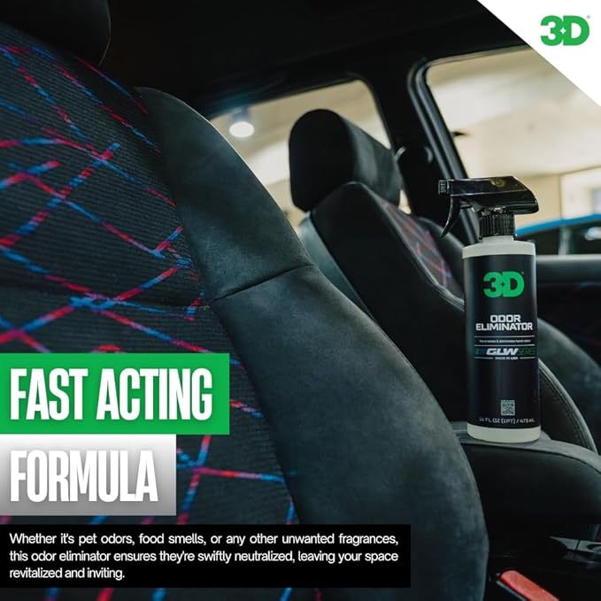 3D GLW Series Odor Eliminator – Professional Car Interior & Home Deodorizer Spray – Neutralizes Smoke, Pet & Food Smells at the Source – Fresh Clean Scent, Eco-Friendly & Biodegradable – Made in USA