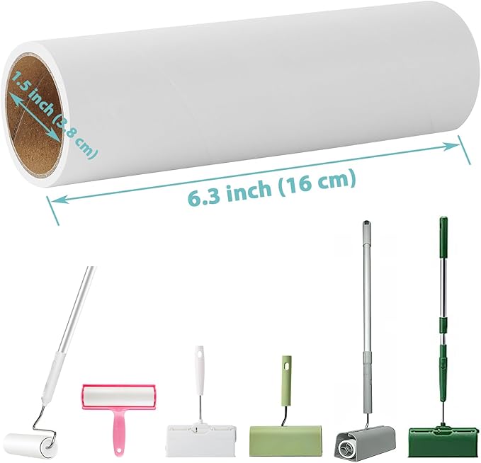 Lint Roller Refills 6.3 inch Great Value 10 Pack Extra Sticky Lint Remover Refills for Pet Hair Clothes Floor 6.3 inch Wide Lint Roller Replacement Refills