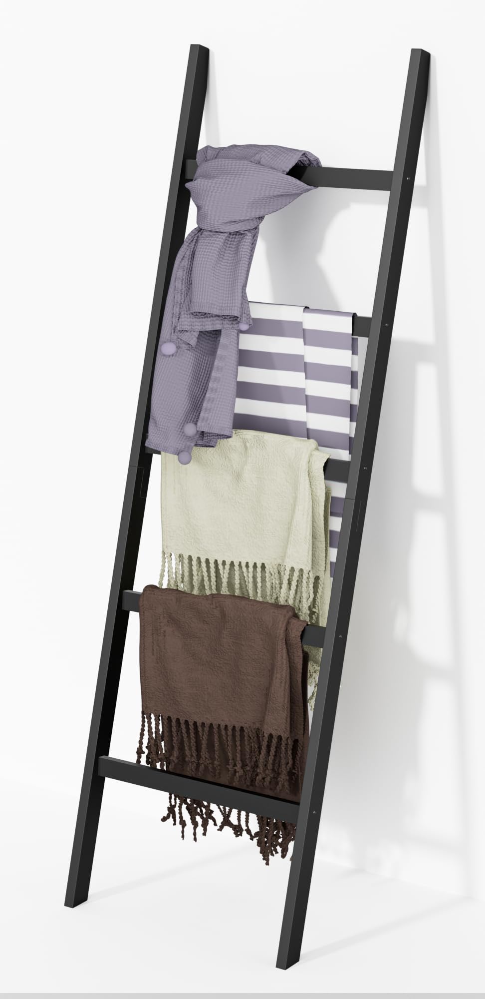 WTZ Bamboo Blanket Ladder, 5-Layer Towel Racks - Image 1