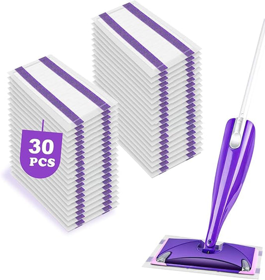 30 Pack Mopping Pad Refills Compatible with Swiffer Wet Jet Spray Mop - Wet Jet Refills for Multi Surface Hardwood Floor Cleaning, 4 Layers Thickened & Durable | Super Absorbent