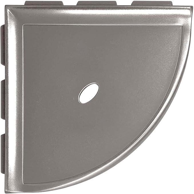 Questech 8" Corner Shower Shelf - Lugged for New Construction, Shower Organizer for Tiled Walls, Corner Caddy Soap Dish Bathroom Storage, Metro Lugged, Brushed Nickel Finish