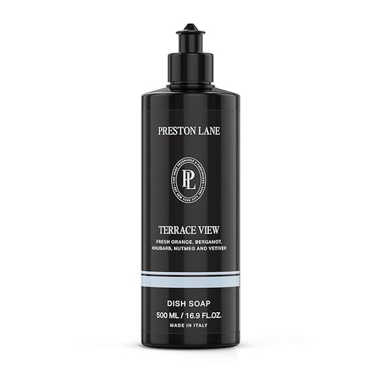 Preston Lane Luxury Dish Soap, Terrace View Scent – Plant-Powered Formula with Essential Oils | Tough on Grease, Gentle on Hands | Vegan, Cruelty-Free, Clean Ingredients