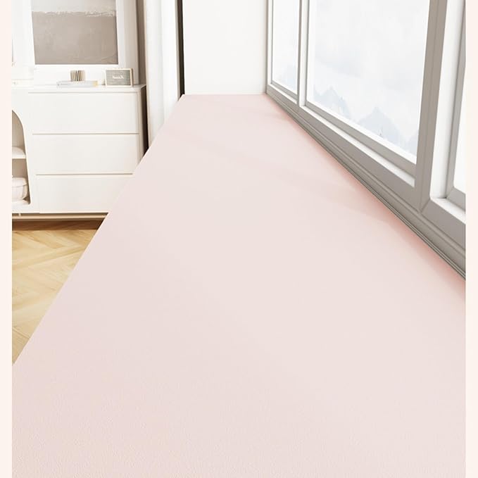 Window Sill Cushion Pad - Narrow Adjustable & Waterproof Window Seat Mat for Bay Windows, Absorbent Dust-Proof Liner with Non-Slip Backing,Cut-to-Fit (Pink, 39''x12'')