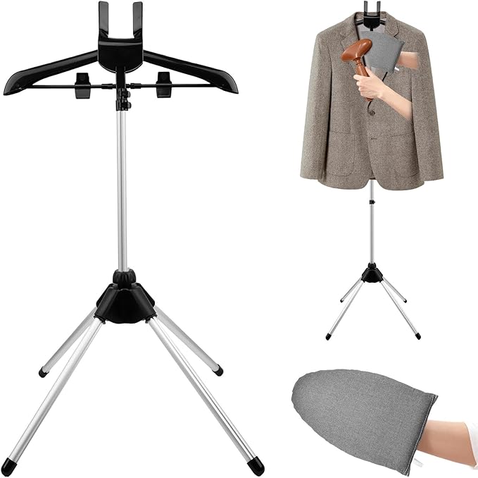 Garment Steamer Hanger Stand & Ironing Gloves Set – Adjustable Steamer Stand for Clothes Hanger, Portable Handheld Steamer Rack, Steam Ironing Accessories for Clothes‌