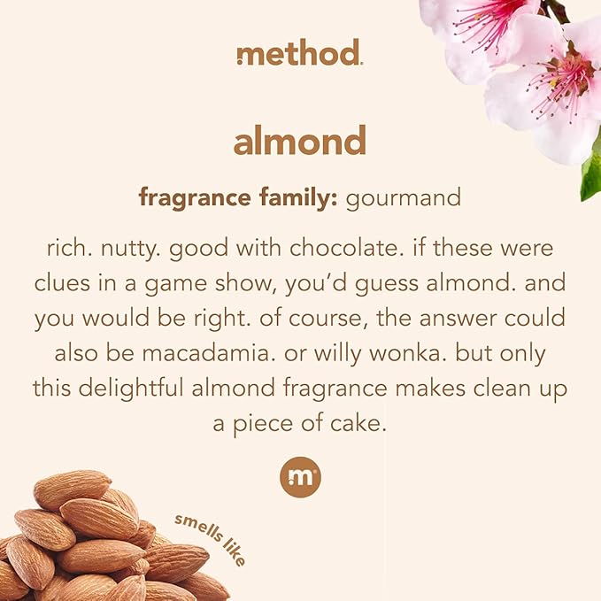 Method Daily Hardwood Cleaner, Almond, Cleans Shelves, Tables and Other Wooden Surfaces While Removing Dust & Grime, 28 Fl Oz, (Pack of 4)