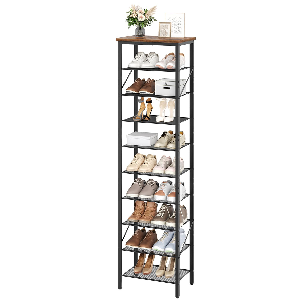 MAHANCRIS 10 Tier Narrow Shoe Rack Organizer, Tall Slim - Image 1