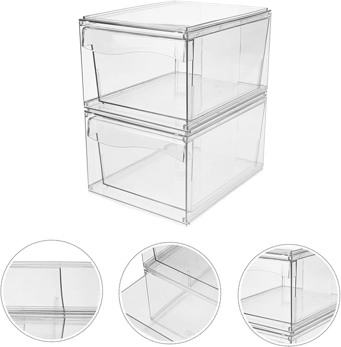 2pcs Detachable Acrylic Drawer Space-saving Makeup Organizer for Bathroom and Desktop Storage for Organizing Accessories and Essentials