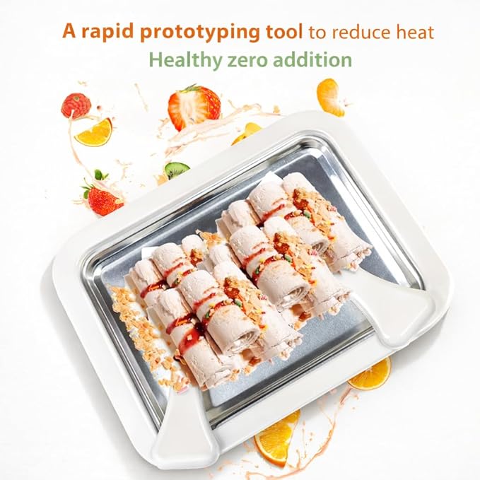 Rolled Ice Cream Maker Kit with 2 Spatulas & Ice Cream Molds – Instant DIY Ice Cream Maker for Homemade Ice Cream Rolls, Frozen Yogurt, Sorbet & Frozen Desserts – Food-Grade Stainless Steel,Family Fun