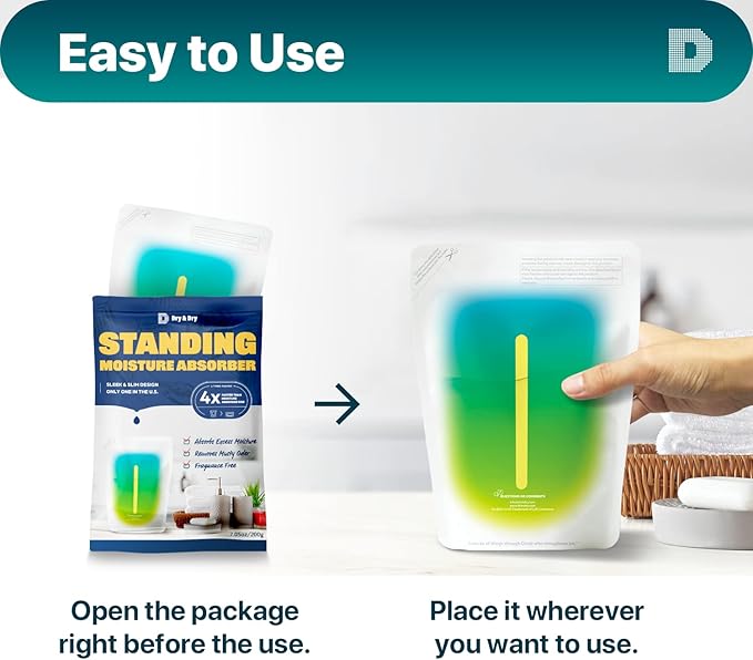 Dry & Dry 8 Packs Standing Moisture Absorbers for Basements, Closets, Bathrooms, Laundry Rooms - Control Excess Moisture