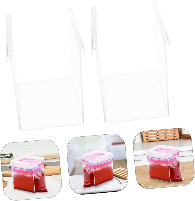 Cabilock 2pcs Food Storage Bag Holder Stand Compact and Portable Zipper Bag Organizer for Meal Prep Hands Storage Kitchen Camping and More Design