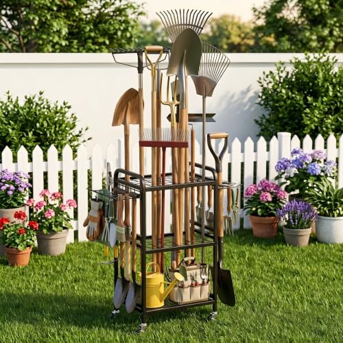 Hadulcet Garden Tool Organizer with Wheels, Yard Tool | Garage Storage - Image 3