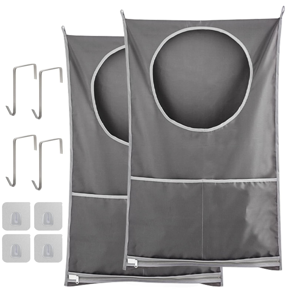 Gray Hanging Laundry Hamper, Over The Door Organizer Bag for Cozy - Image 1