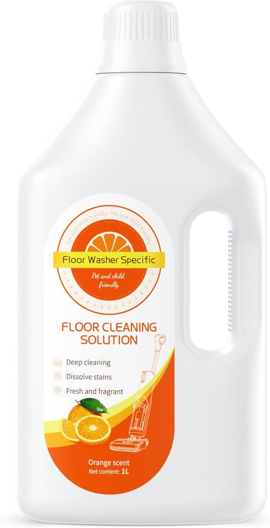 Floor Cleaner Compatible with Tineco Cleaning Solution, Suitable with All Robotic Vacuum Mop and Cordless Wet/Dry Vacuum Mop Cleaner, Multi-Surface Deodorizing & Cleaning Solution (1 L, Orange)