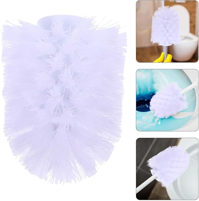 10pcs Replaceable Toilet Brush Heads Heavy Duty Round Head Scrubber Replacement for Bathroom and Toilet Cleaning White Stainless Steel 75x100mm for Home and Hotel Use