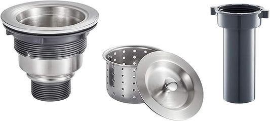 3-1/2-inch Kitchen Sink Drain, Stainless Steel Removable Deep Basket Strainer, Tailpiece Included