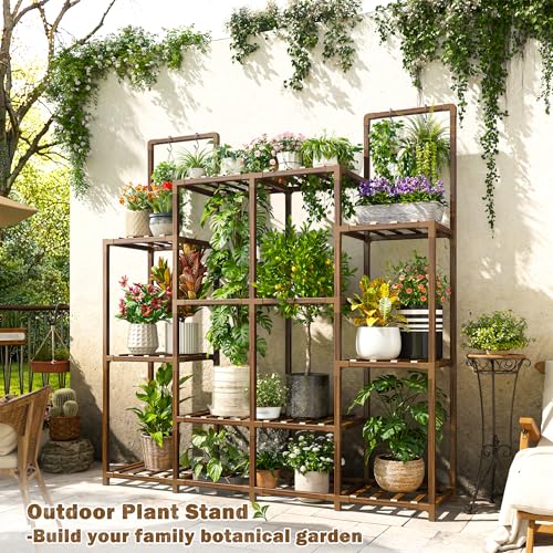 EnHomee Plant Stand, Hold 12-14 Pots, Waterproof Eucalyptus Wood - Image 7