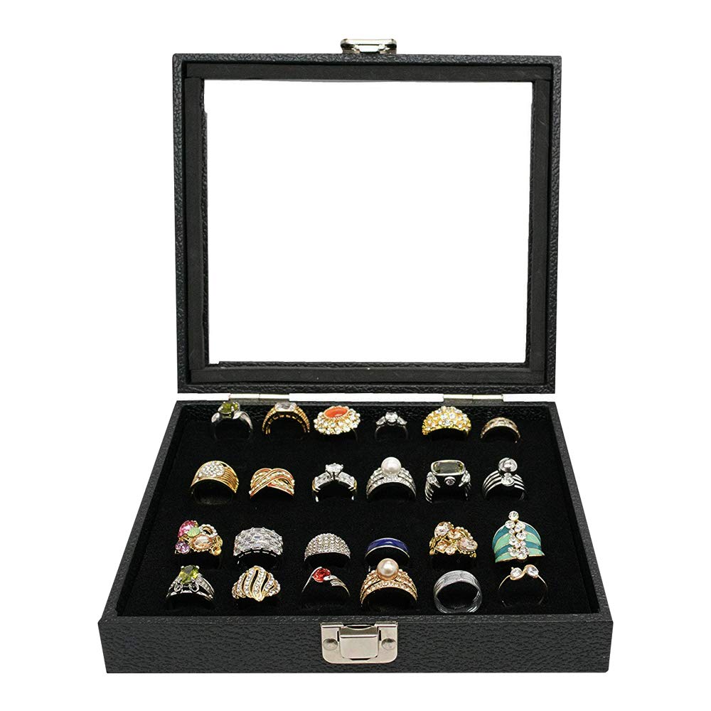 Barelove Jewelry Rings Storage Organizer Case, Black - Image 1
