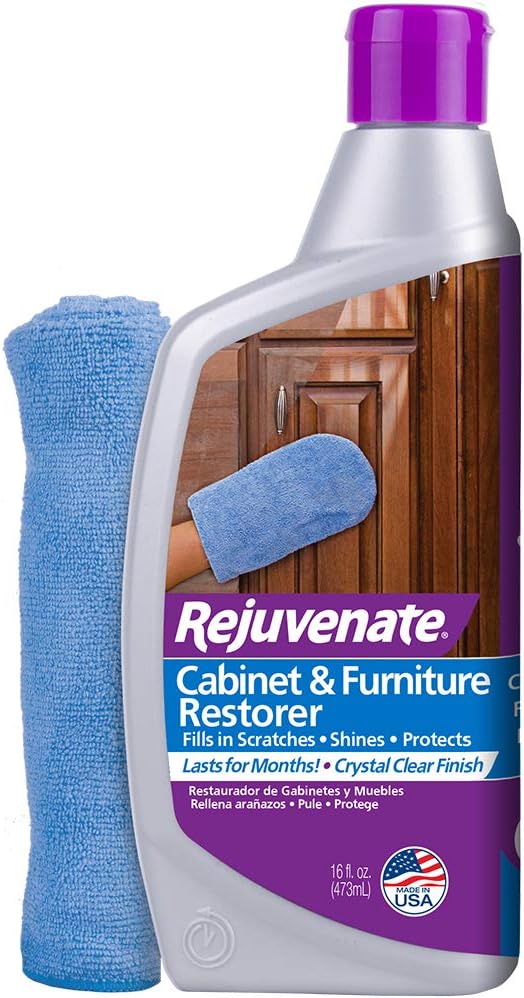 Rejuvenate RJ16CCLAM Cabinet & Furniture Restorer 16 oz, Clear, 16 Fl Oz & Scrub Soap Scum Remover Non-Abrasive Cleaning Formula-Spray and Rinse, 24-Ounce